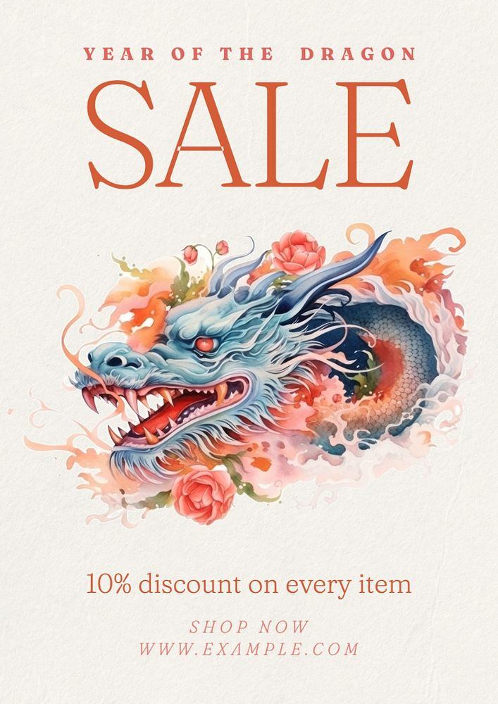 Chinese New Year sale poster template, editable text and design