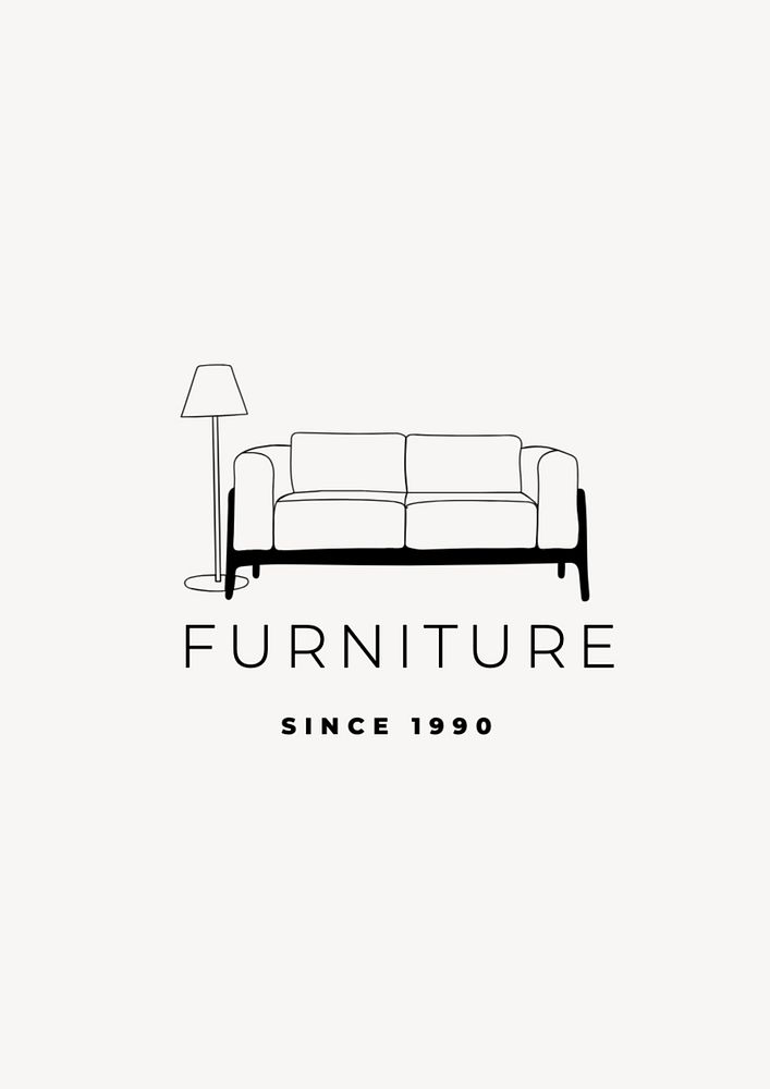 Furniture logo template, editable business branding text and design