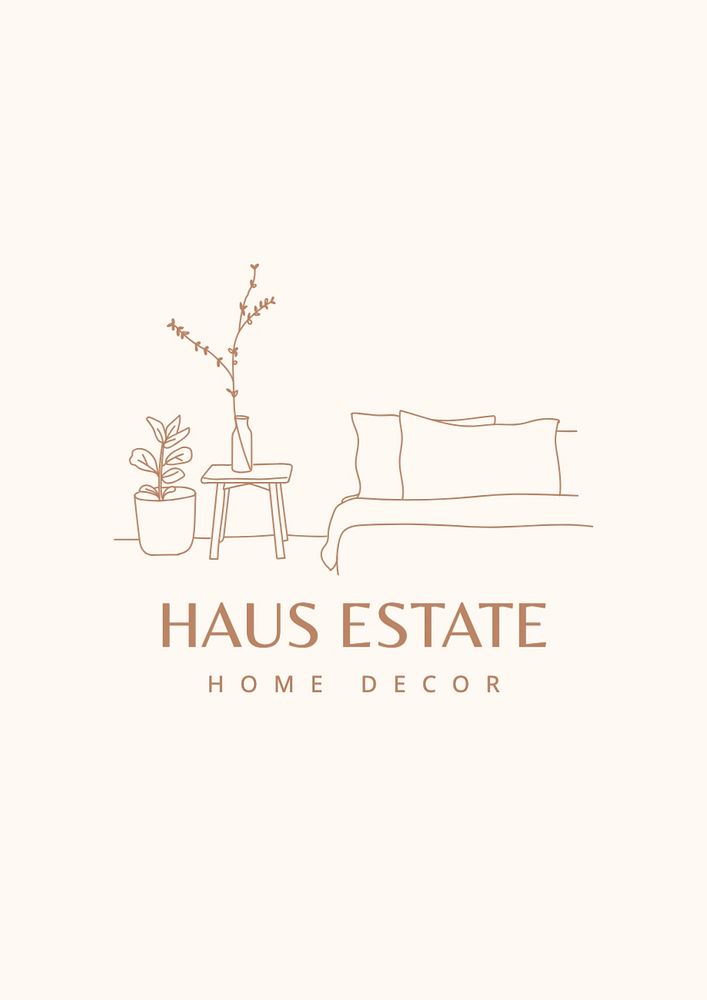 Home decor logo template, editable business branding text and design