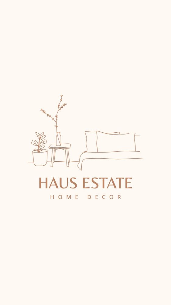 Home decor logo template, editable business branding text and design