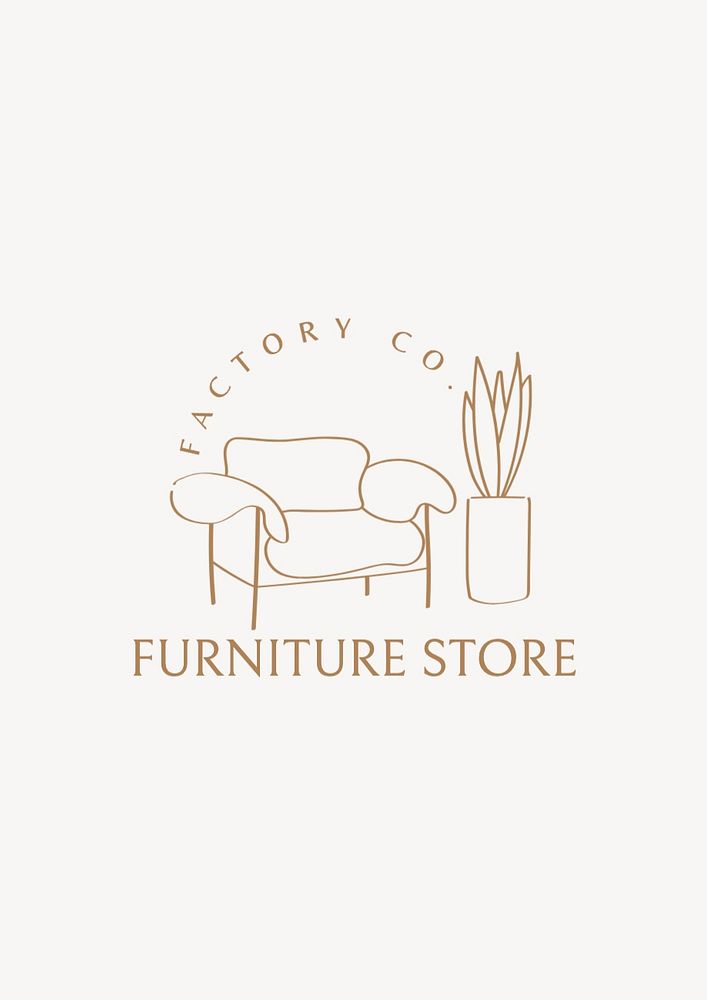 Furniture store logo template, editable business branding text and design