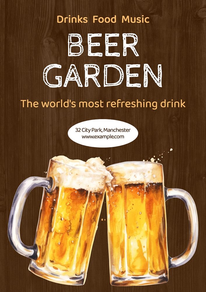 Beer garden poster template, editable text and design