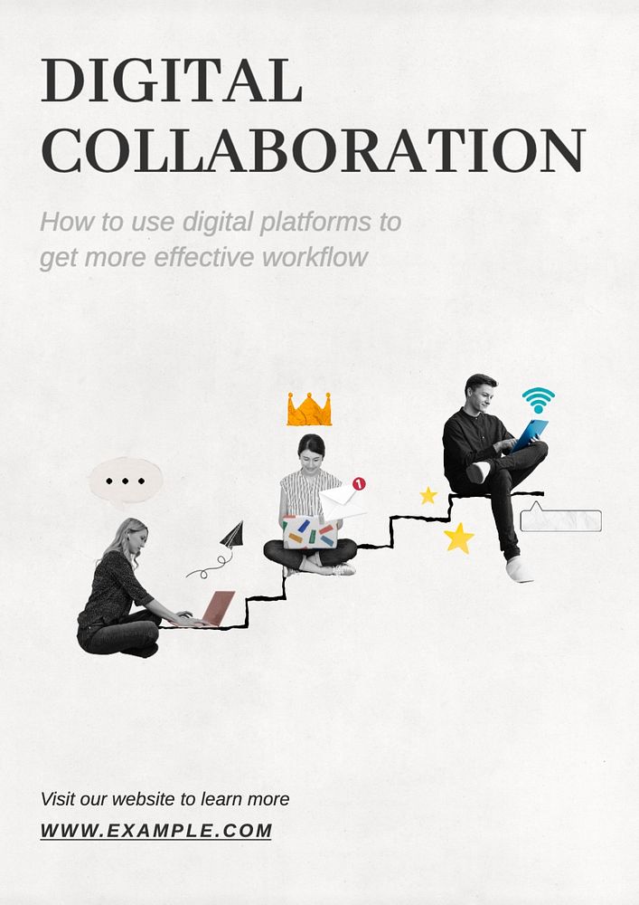 Digital collaboration poster template, editable text and design