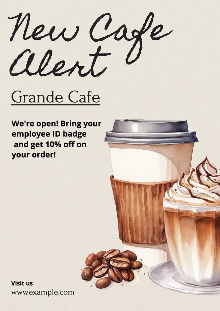 New cafe poster template, editable text and design