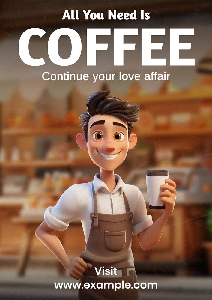 Coffee poster template, editable text and design