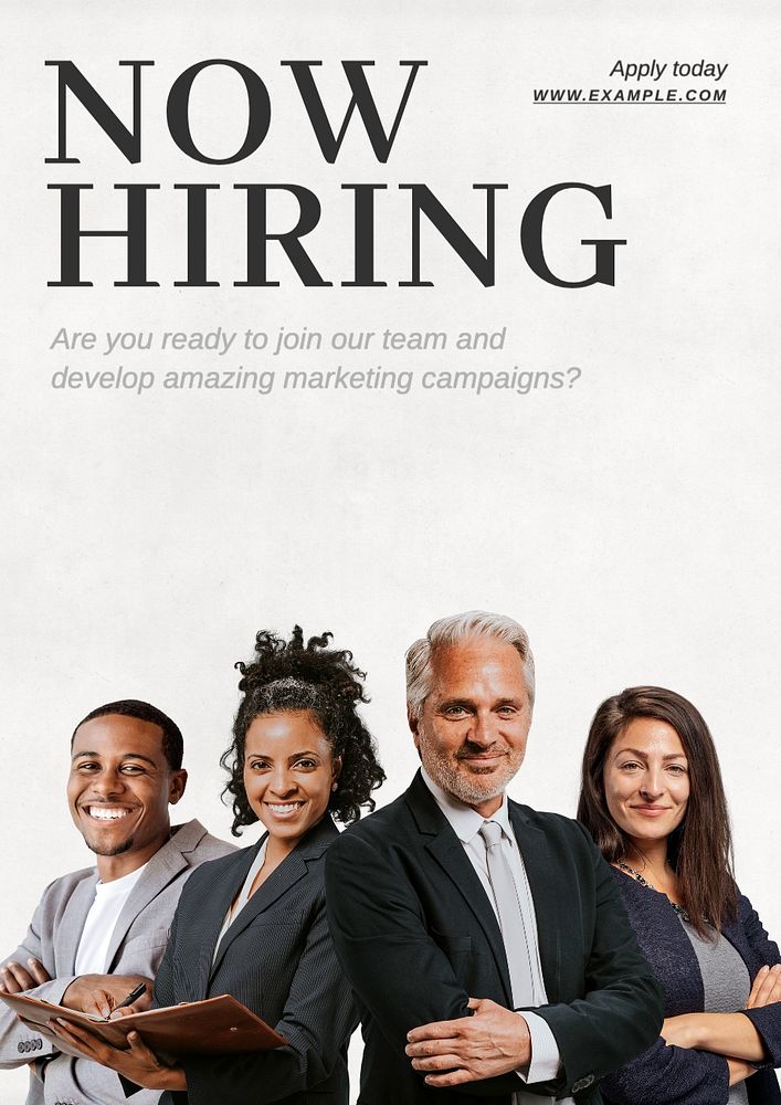 Now hiring poster template, editable text and design