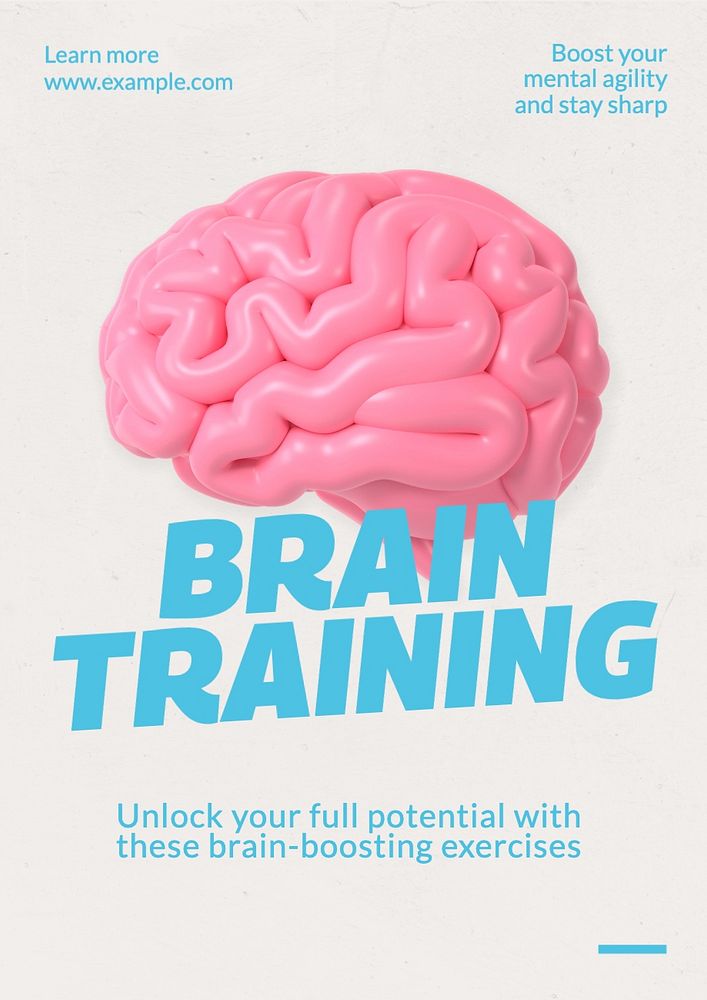 Brain training poster template, editable text and design