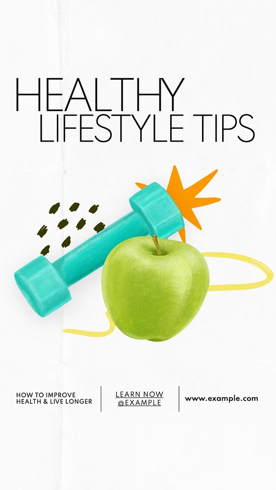 Healthy lifestyle tips Instagram story template, editable text