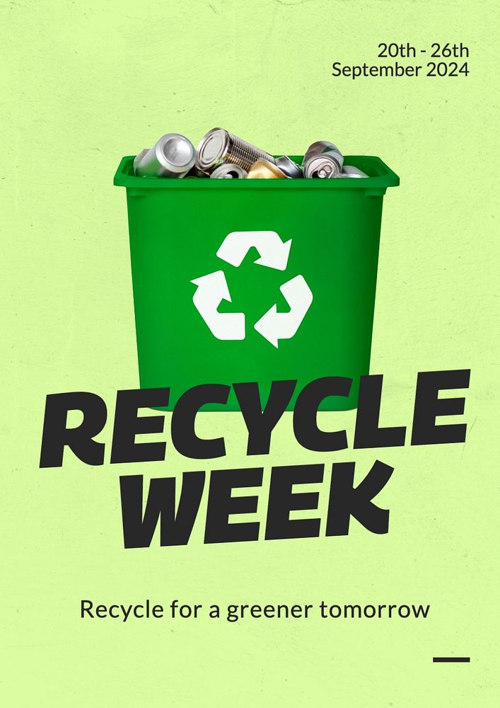 Recycle week poster template, editable text and design