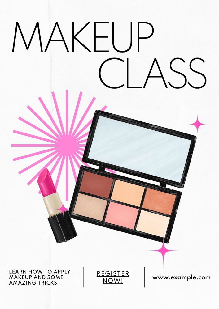 Makeup class poster template, editable text and design