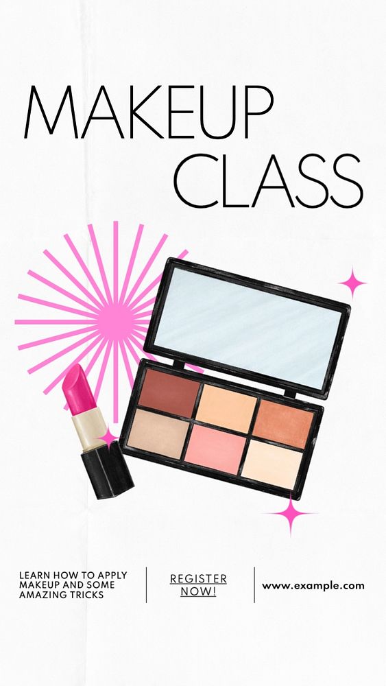 Makeup class Instagram story template, editable text