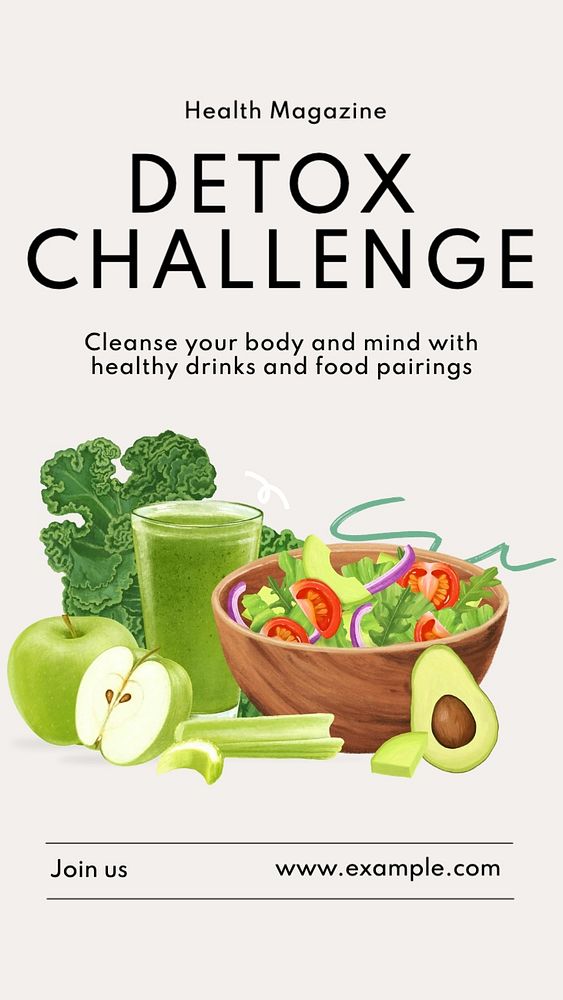 Detox challenge Instagram story template, editable text