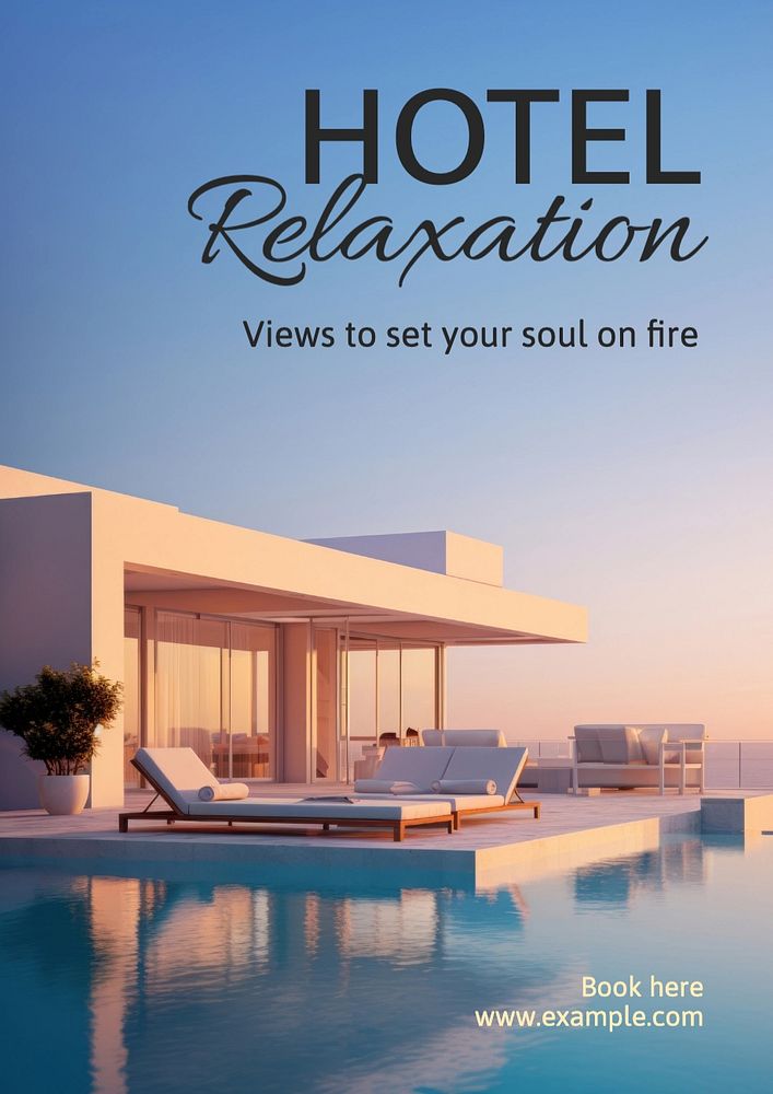 Hotel relaxation poster template, editable text and design