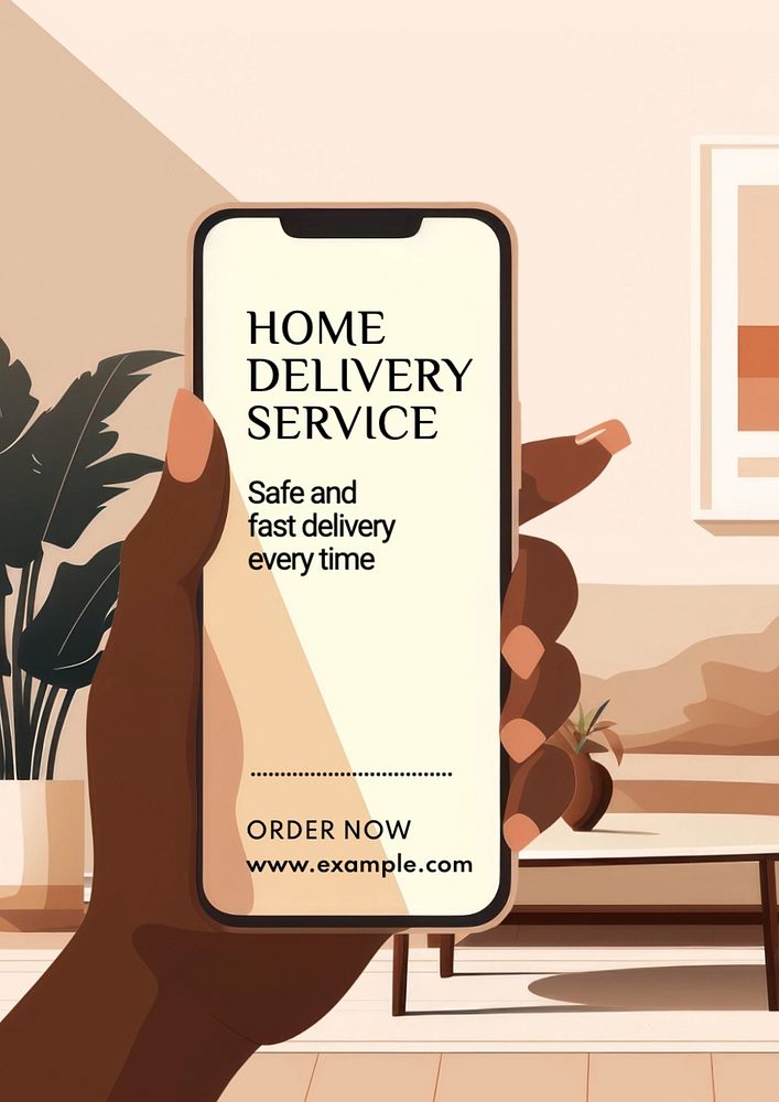 Delivery service poster template, editable text and design