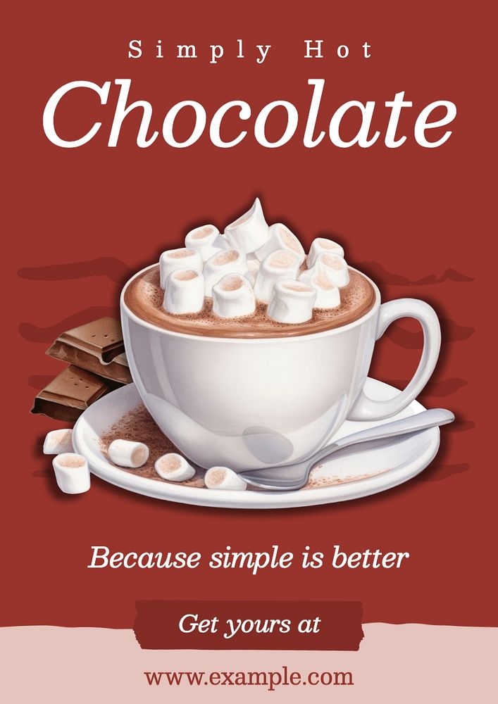 Hot chocolate poster template, editable text and design