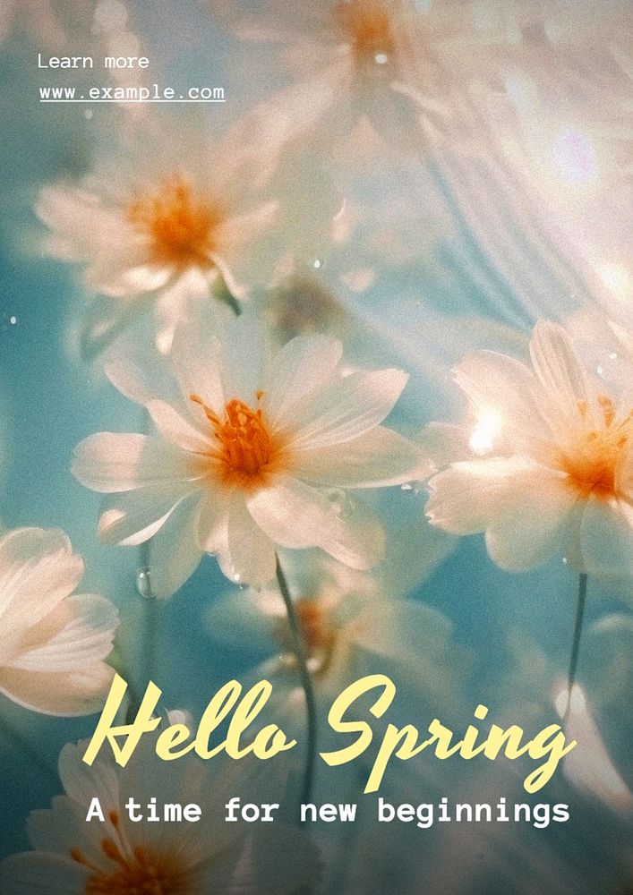 Hello spring poster template, editable text and design