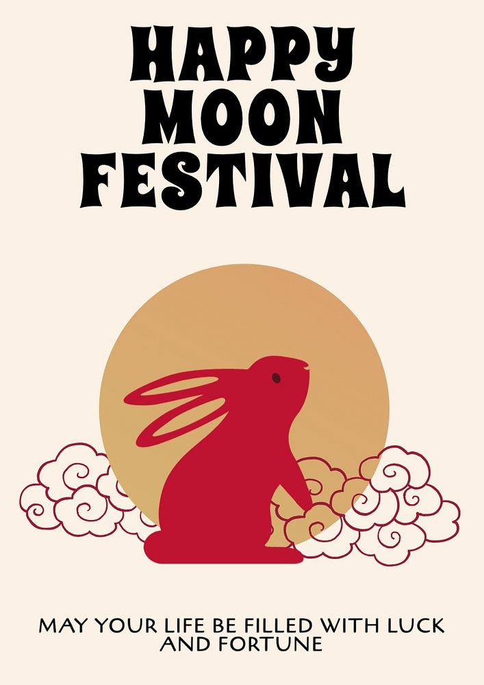 Moon festival poster template, editable text and design