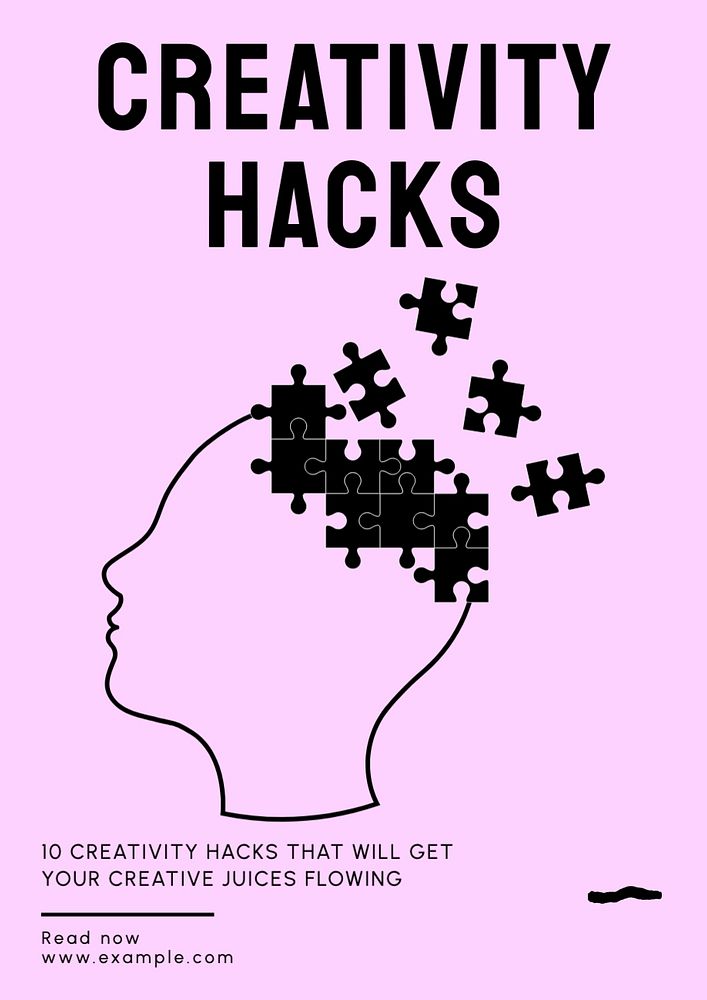 Creativity hacks poster template, editable text and design