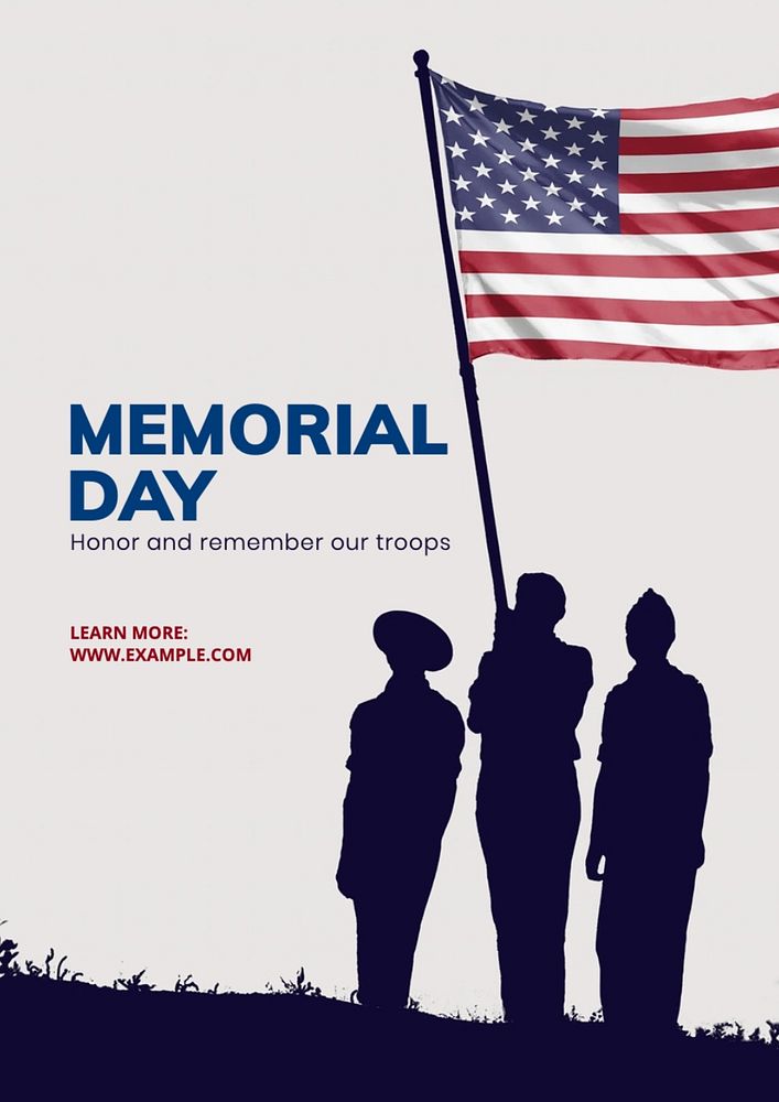 Memorial day poster template, editable text and design