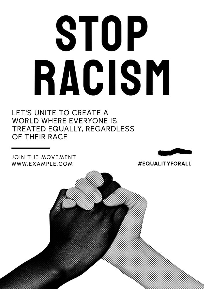 Stop racism poster template, editable text and design