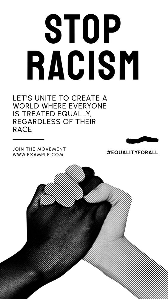 Stop racism Instagram story template, editable text