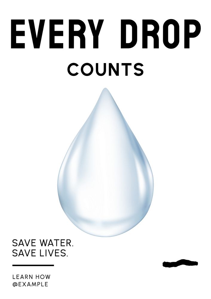 Save water poster template, editable text and design