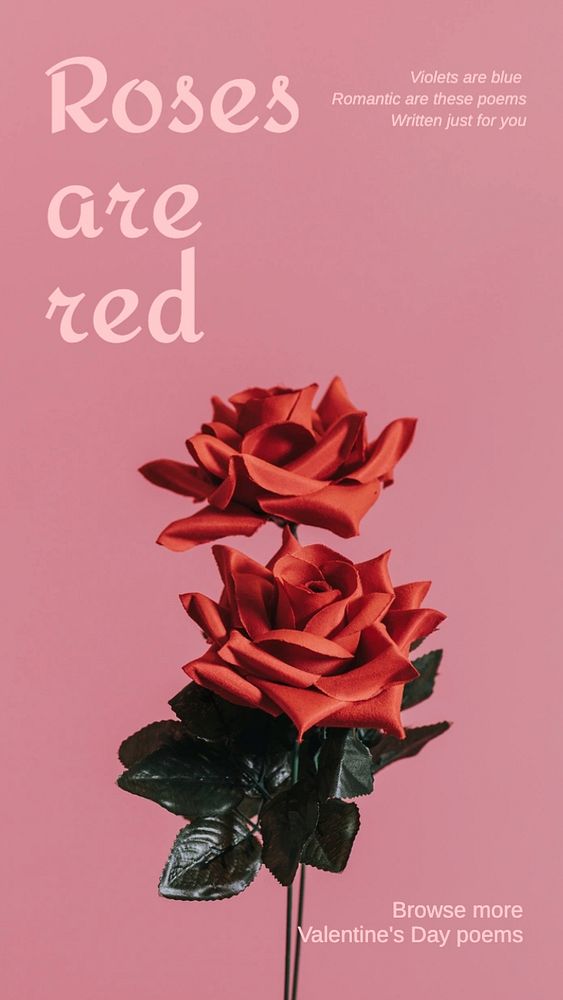 Valentine's poems Instagram story template, editable text