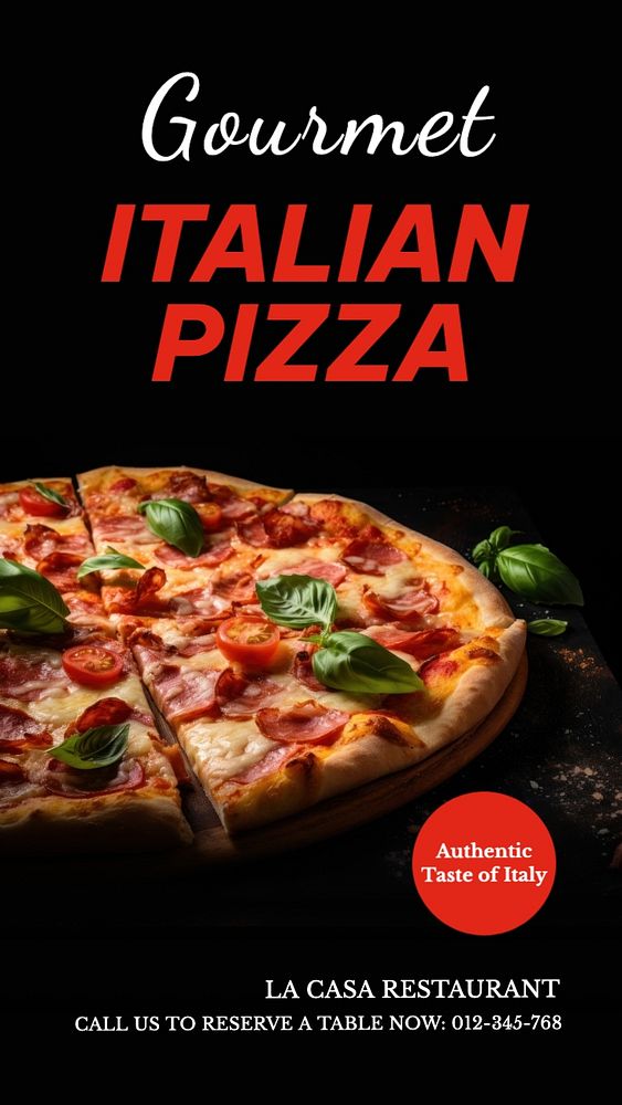 Gourmet Italian pizza Instagram story template, editable text