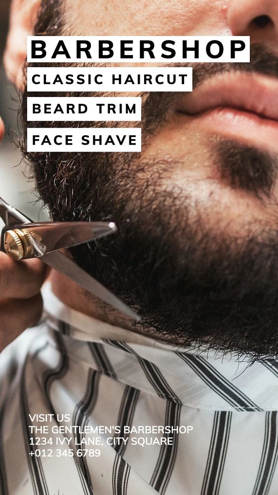 Barbershop Facebook story template, editable design