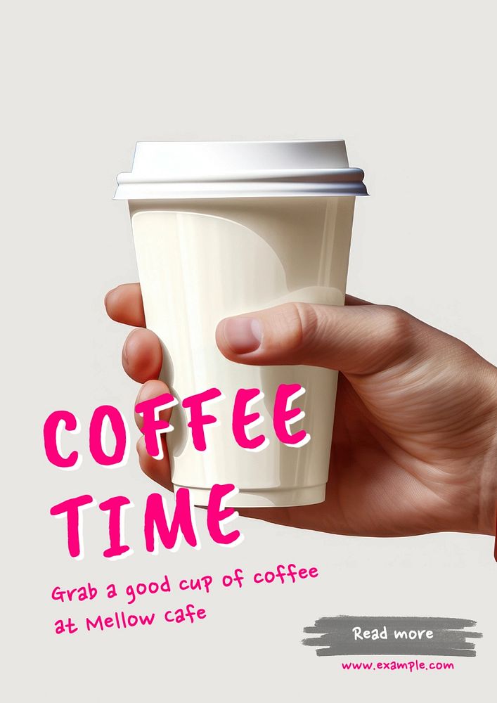 Coffee time poster template, editable text and design