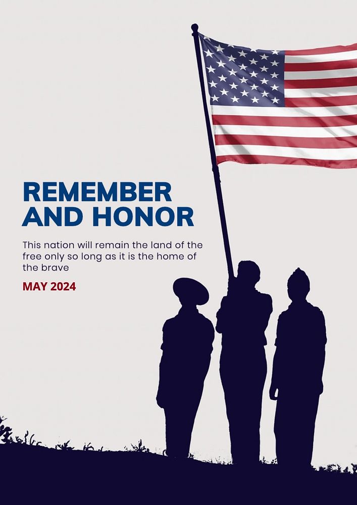 Memorial day poster template, editable text and design