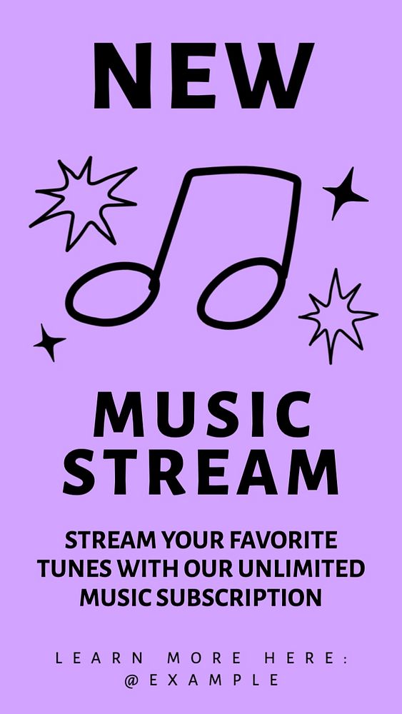 Music stream Instagram story template, editable text