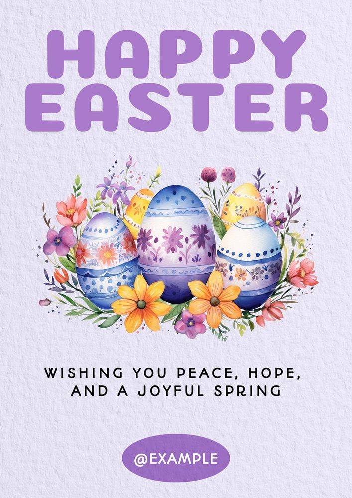 Happy Easter poster template, editable text and design