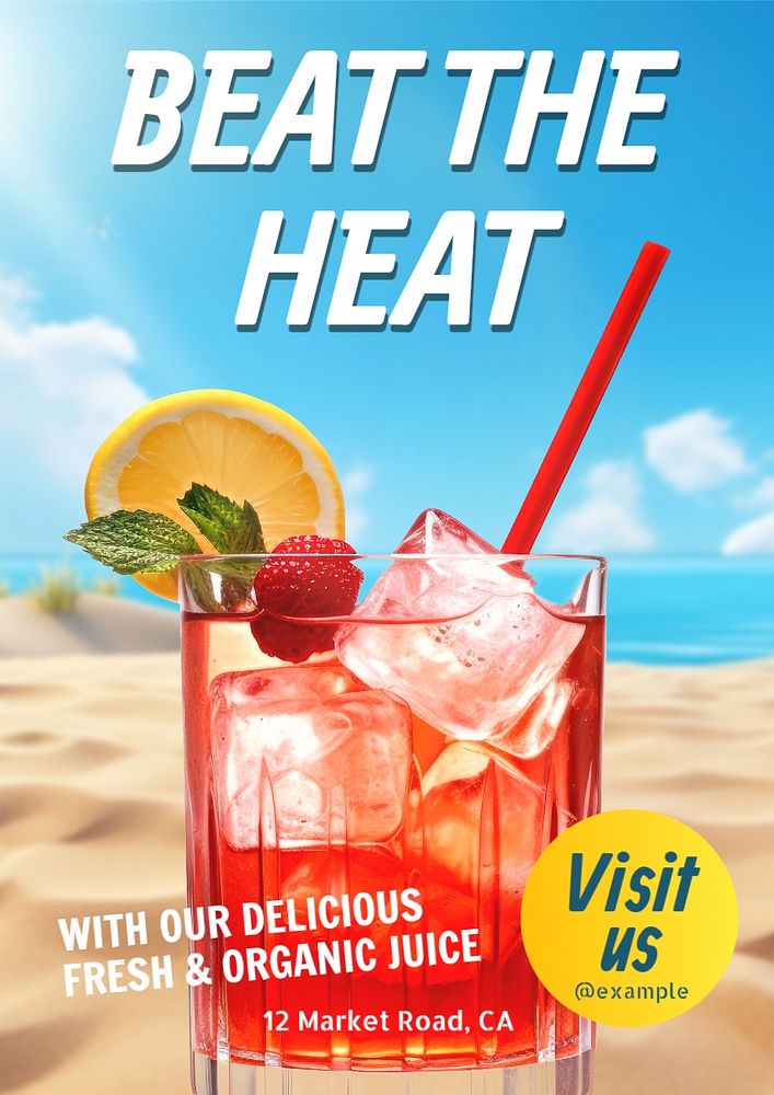 Summer drink poster template and design