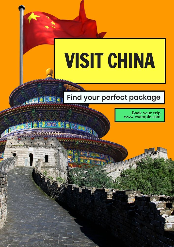 Visit China poster template and design