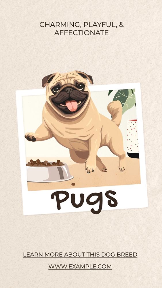 Pugs Instagram story template, editable text