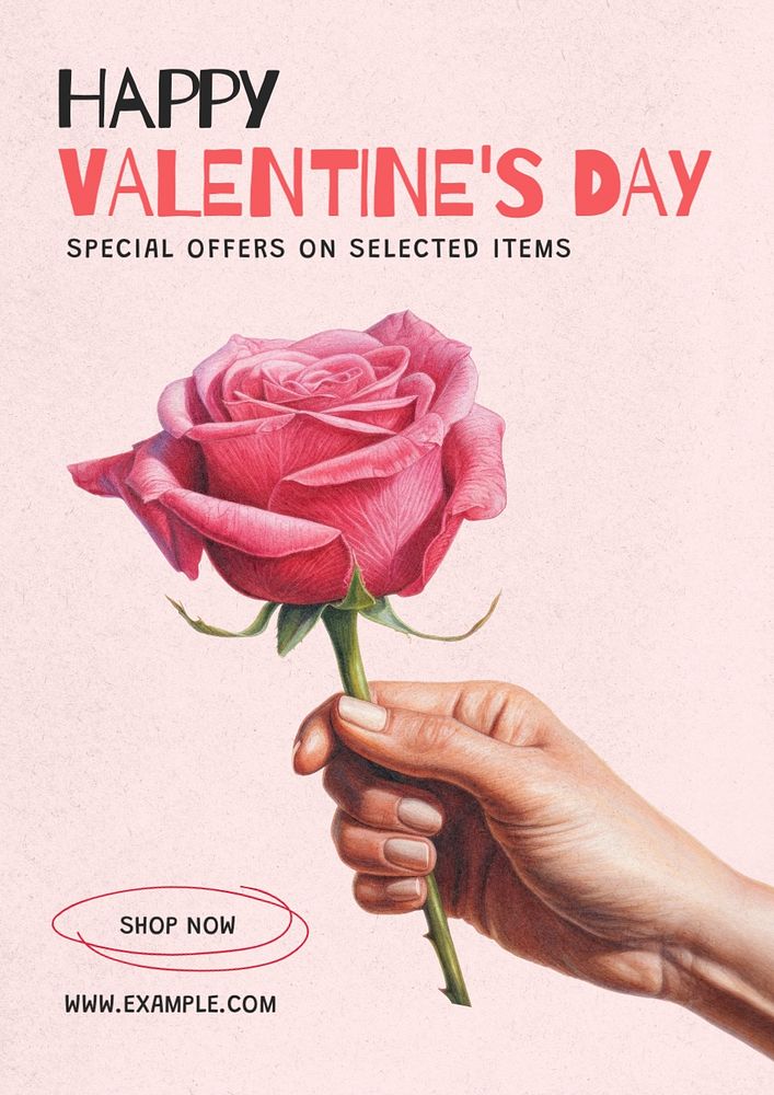 Valentine's day sale poster template and design