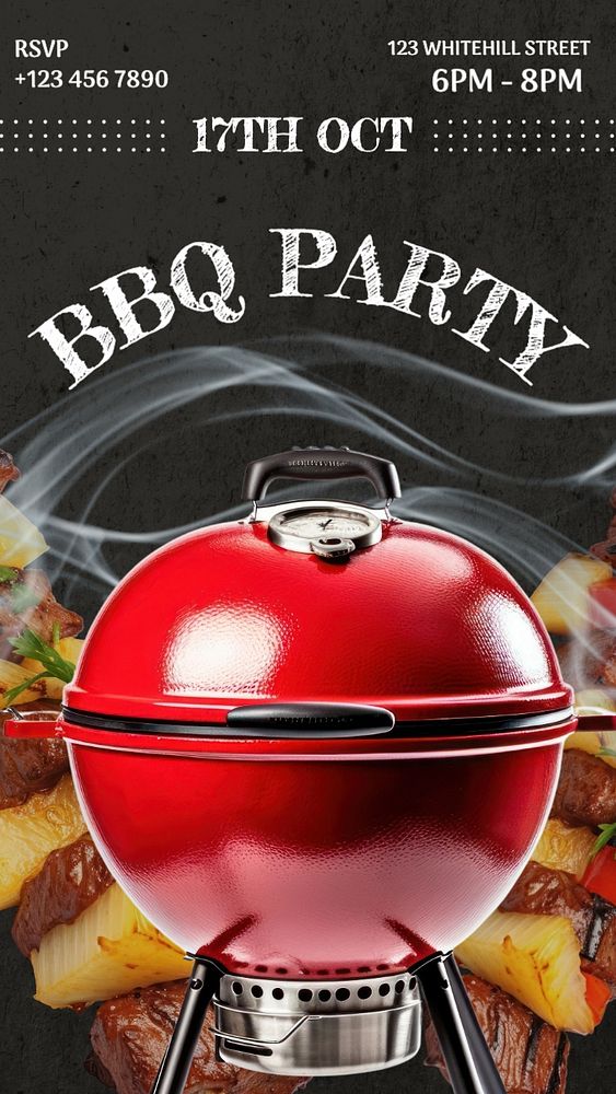 Bbq party Instagram story template, editable text