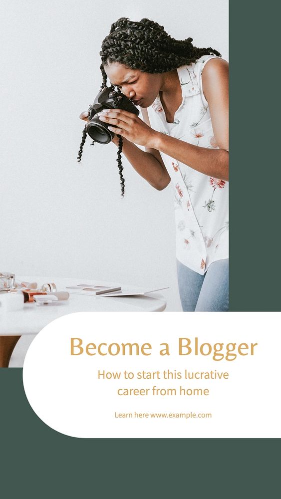 Become a blogger Instagram story template, editable text