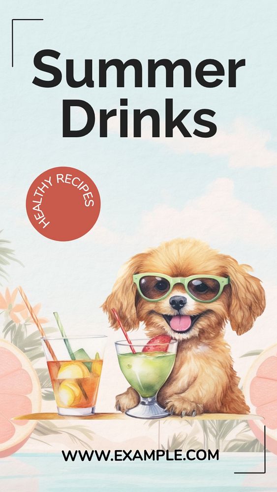 Summer drinks Instagram story template, editable text