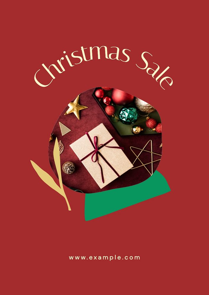 Christmas sale poster template, editable text and design