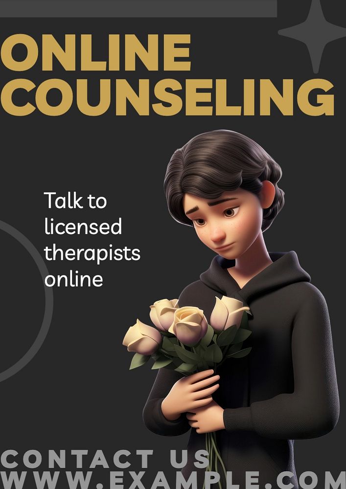 Online counseling poster template and design