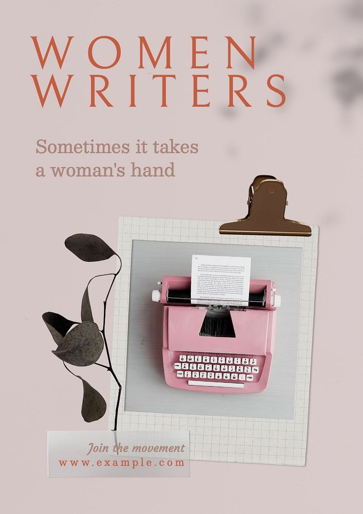 Women writers poster template, editable text and design