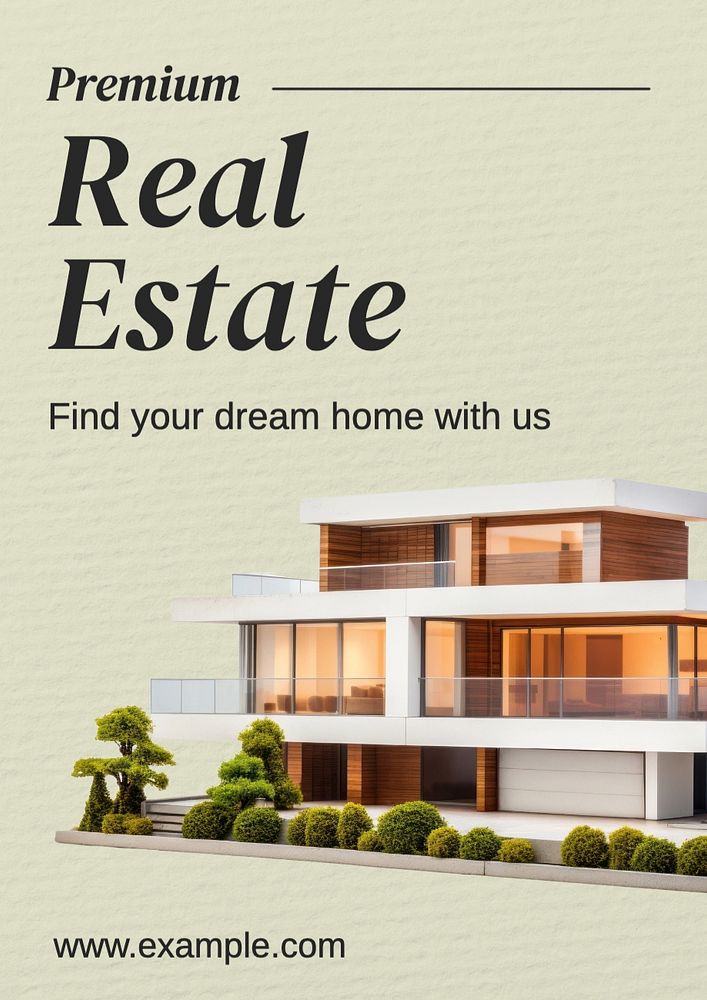 Real estate listings poster template, editable text and design