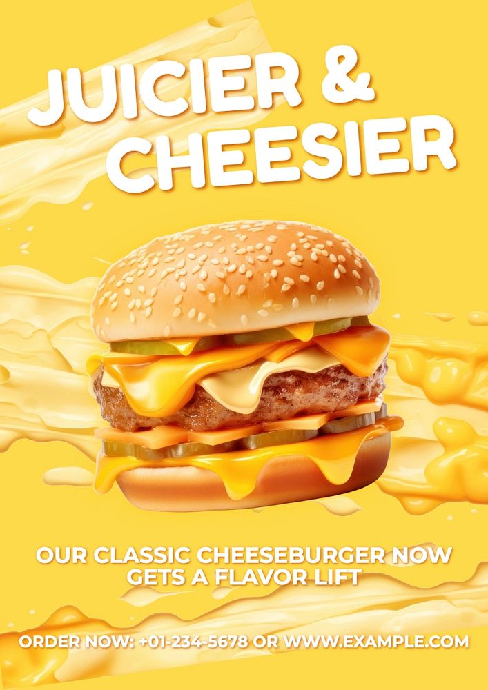 Cheeseburger shop poster template, editable text and design