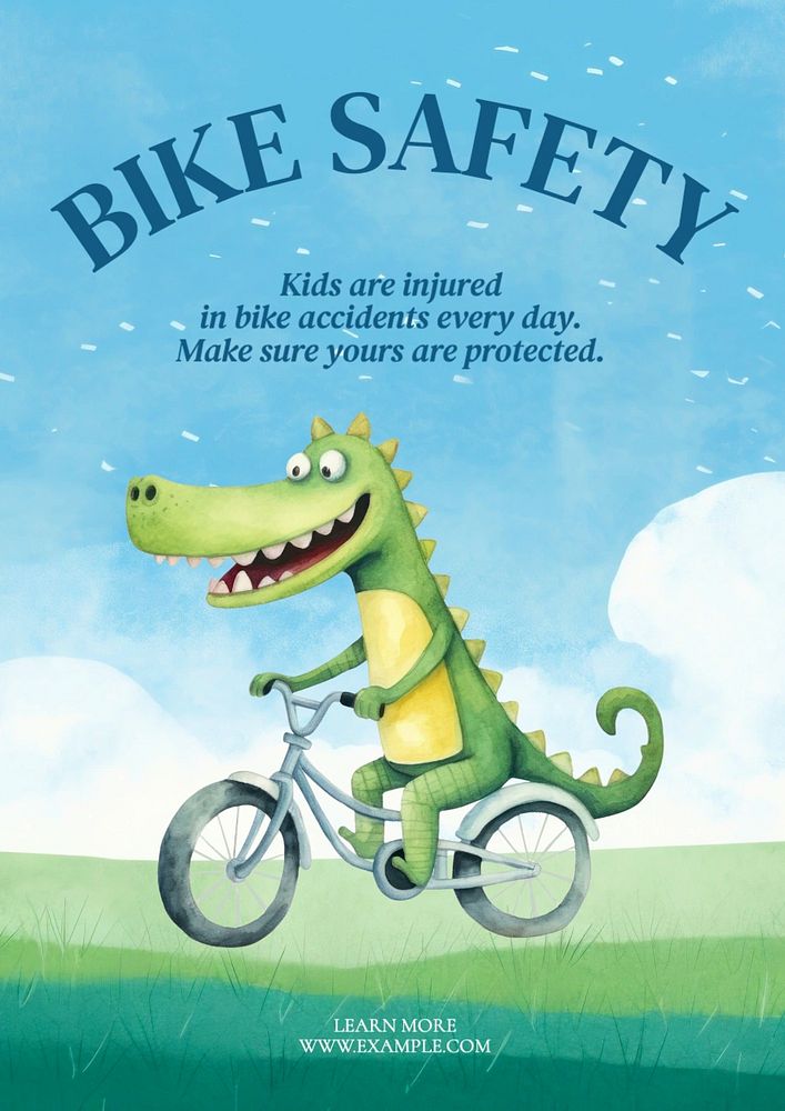 Kids bike safety poster template, editable text and design