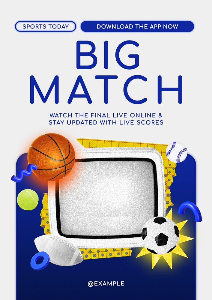 Live big match poster template, editable text and design