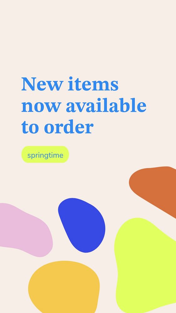 Abstract editable instagram story template with colorful blobs 