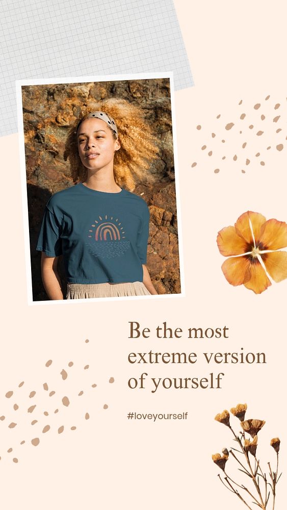 Editable instagram story template with flowers and inspirational quote
