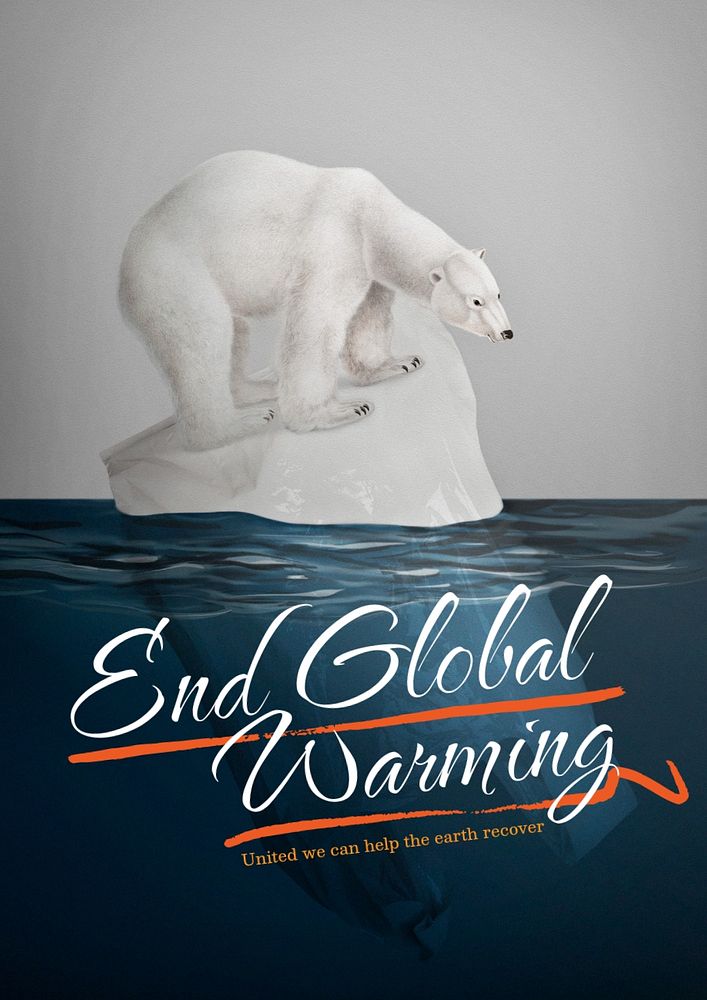 End global warming poster template, editable design